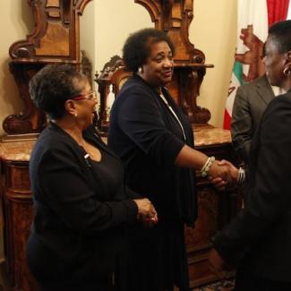 Ursula Burns meets with Assemblymembers Cheryl Brown and Shirley Weber.