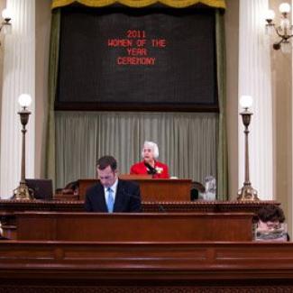 Vice Chair of the Legislative Women's Caucus, Bonnie Lowenthal, presides over the 2011 Woman of the Year Ceremony.