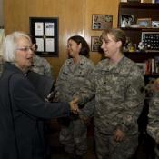 Assemblymember Bonnie Lowenthal, Vice-Chair of the Legislative Women's Caucus, meets with members of the California National Guard.