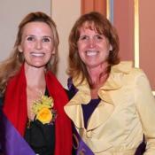 Jennifer Siebel Newsom, documentarian and wife of Lt. Governor Gavin Newsom, accepts her award as a “Woman of Distinction” from Senator Noreen Evans, Chair of the Legislative Women’s Caucus. 